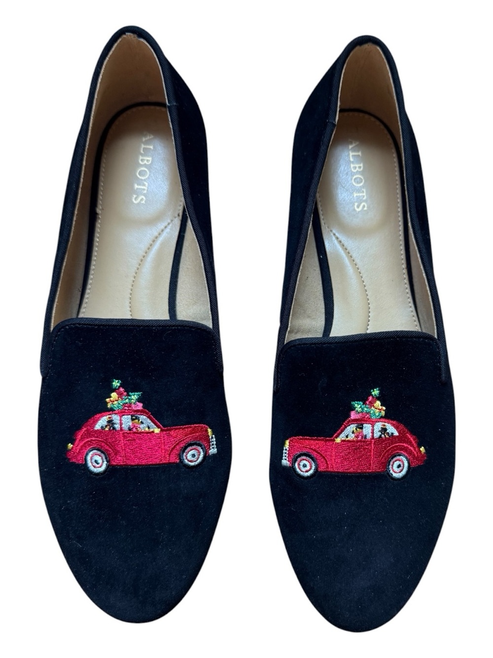 Talbots Ryan Embroidered Suede Loafers Holiday Car Flats